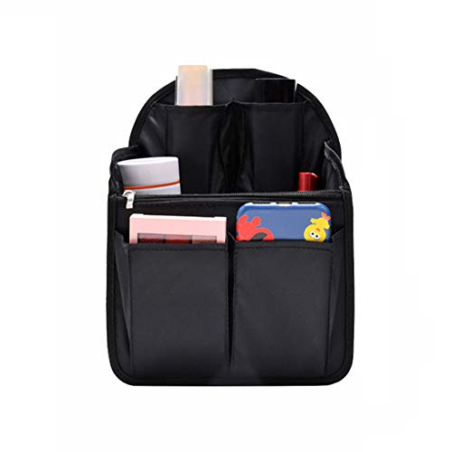 HOYOFO Mini Backpack Organizer Insert, Black, 7.7"L x 4.3"W x 10.6"H, Waterproof Nylon, Fits Small Backpacks