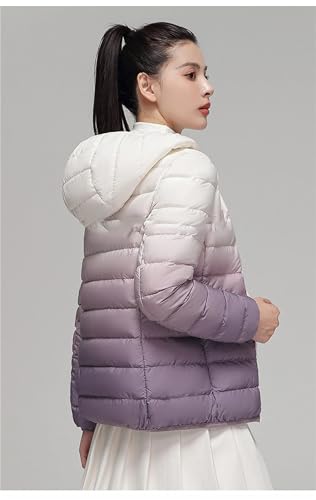 Mnjyihy Women Gradient Down Jackets Autumn/Winter Hooded Slim Fit Lightweight Keep Warm Down Coats2