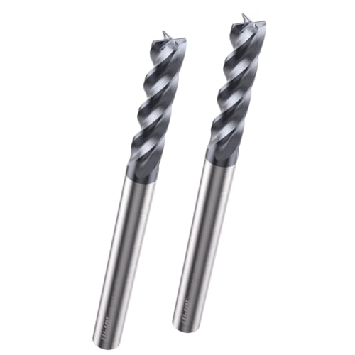 Image of LU&MN Carbide Square End Mill - 4 Flute - LME1 /8 4T (2 Pieces, 1 /8 inch) - for Milling Alloy Steels, Hardened Steel, Metal & More - Mill Bits Sets for DIYers & Professionals