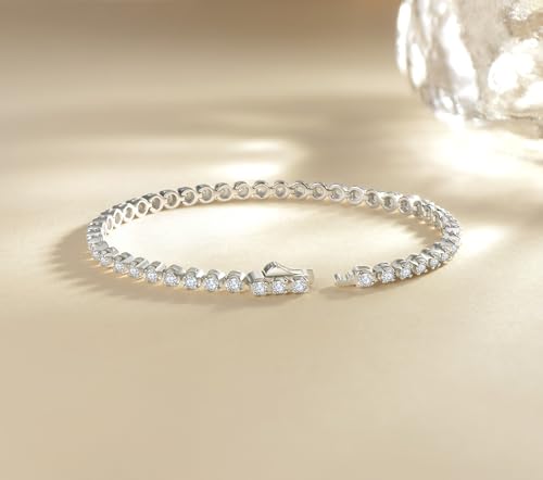 Moissanite Tennis Bracelet 1.44-1.71Carat Moissanite Bracelets for Women Men 925 Sterling Silver 3mm D Color VVS1 Round Cut Lab Created Diamond Tennis Bracelet with GRA Certificate4