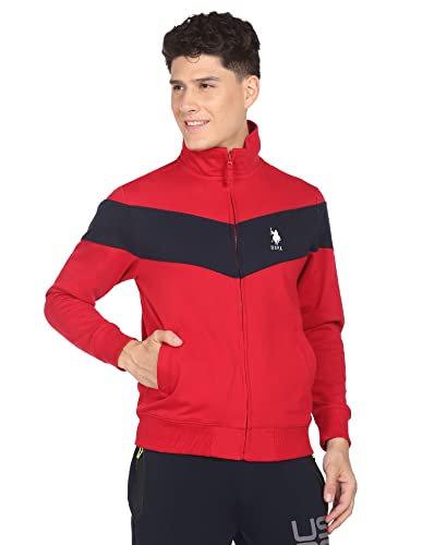 Image of U.S. POLO ASSN. Men Cotton High Neck Colour Block Standard Length Jacket