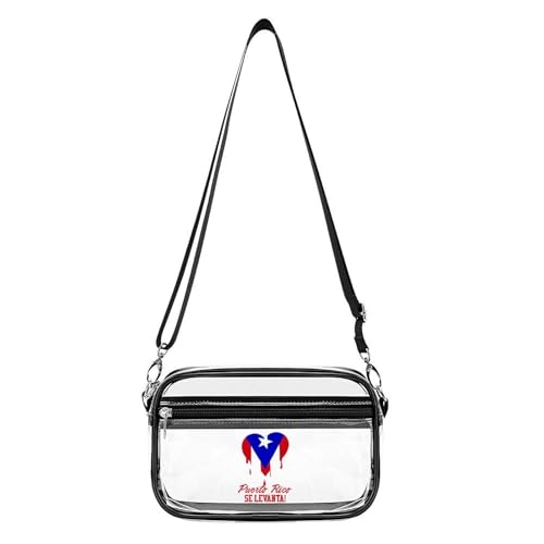 Puerto Rico Se Levanta Clear Stadium Bag Clear Mini Messenger Bags with 2 Compartments Crossbody Bag