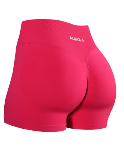 Image of AUROLA Influence Workout Shorts for Women,2.5 3.5 4.5 5.5 6.5 No Roll Up Squat Proof Scrunch Seamless Compression Gym Short