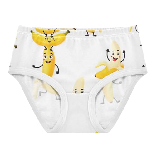 Funny Dancing Bananas White Kids Underwear Girls, Toddler Girl Briefs, Cotton Girls Underwear, 2–8 Years