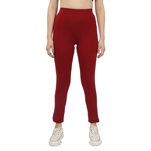 Image of ON&ON Women's Cotton and Lycra Stretchable Slim Fit Straight Pant | Trouser for Casual Wear and Office Wear