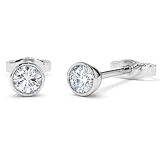 Jtc Ltd 0.50 Ct Round Natural Solitaire Diamond Bezel Set Stud Earrings for Women, 9K White Gold, Push Back