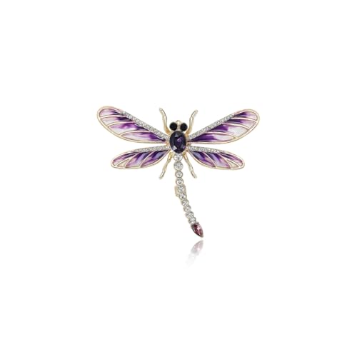 Image of Dragonfly Brooch and Pins for Women Enamel /Rhinestone Crystal Dragonfly Animals Brooches Jewelry for Mom Wife Elegant Dress Accessories Birthday Gifts