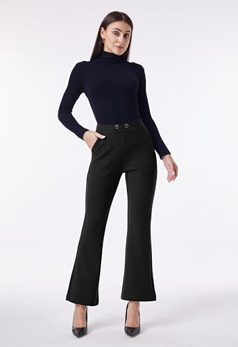 heipeiwa Women's Dress Pants Bootcut High Waist Pull on Comfort Work Business Casual Slacks Pant2