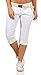 Produktbild FRESH MADE Damen Capri Chino Shorts LFM-154 3/4-Hose mit Gürtel White S