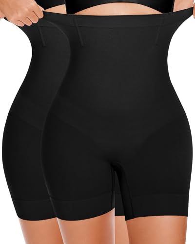 Image of BESTENA Tummy Control Shapewear Shorts, High Waisted Body Shaper | Girdle shapewear shorts smooth the tummy and thighs with high-waist control and seamless under-dress comfort