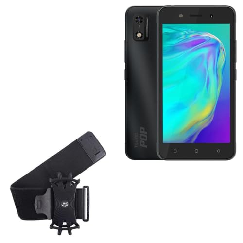 BoxWave Holster Compatible with Tecno Pop 5c - ActiveStretch Sport Armband, Adjustable Armband for Workout and Running - Jet Black