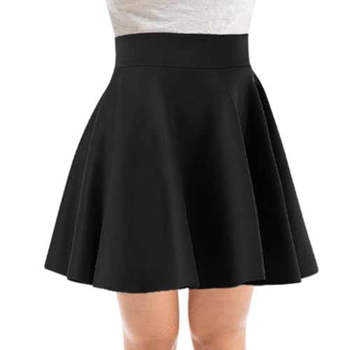 PopCouture Womens Mini High Waisted Flared Skater Skirt Black 8-10