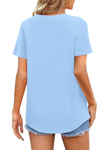 Image of Elesomo Womens Shirts Casual Crew Neck Short /Long Sleeve Tunic Tops Tees