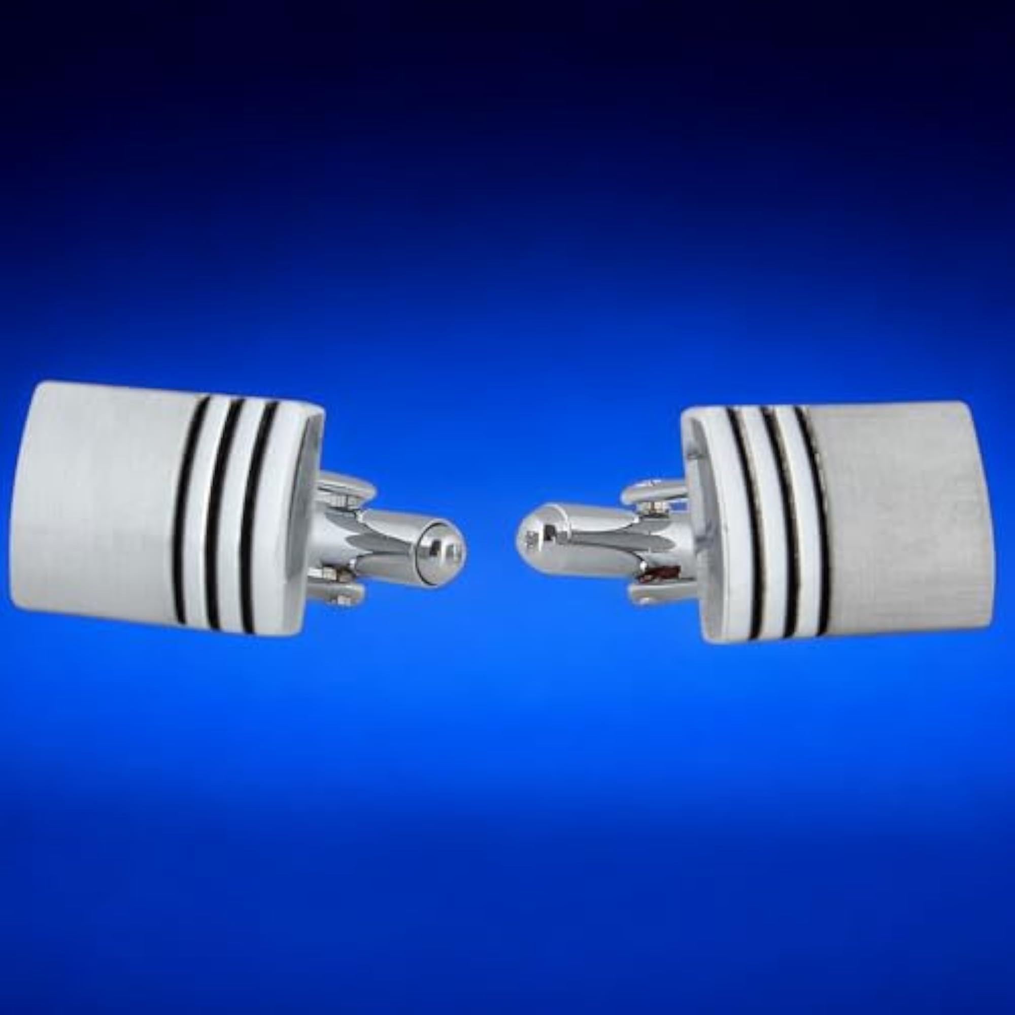 Men's Silver Rectangle Cufflinks with Classic Finish