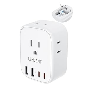 European Travel Plug Adapter, LENCENT International Type-C Foldable Power Plug with 4 Outlets, USB C Charger Adaptor, US to Most of Europe EU Iceland Spain Italy France Germany, Cruise Ship Approved