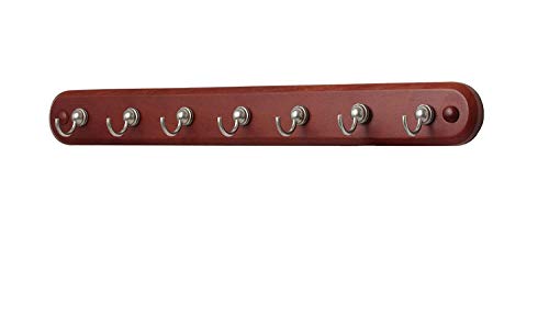 Spectrum Seven Hook Rack Modern Entryway Organizer & Wall Décor, Wall-Mounted Key Holder & Organizer for Hanging Car & House Keychains, Walnut/Satin Nickel