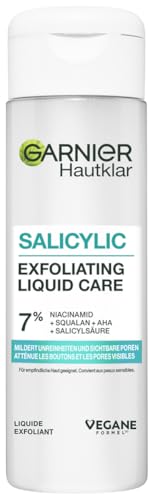 Garnier Salicylic Exfoliating Liquid Care – Toner mit Peeling-Effekt für gemilderte Unreinheiten und einen ebenmäßigen Teint, Gesichtspeeling mit Niacinamide und Salicylsäure, 120 ml 1