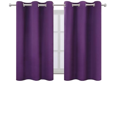 Image of LEMOMO Purple Blackout Curtains 42 x 54 Inch Length Set of 2 Panels Grommet Bedroom Curtains for Living Room