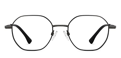 Image of VINCENT CHASE EYEWEAR Unisex Zero Power Bluecut & Antiglare Computer Eyeglasses For Eye Protection and Strain | Stainless Steel | Full Rim Hexagonal | Small | VC E13788