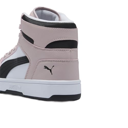Image of PUMA Women's Rebound Layup Mid Shoes, Puma White /Puma Black /Mauve Mist 8 Medium