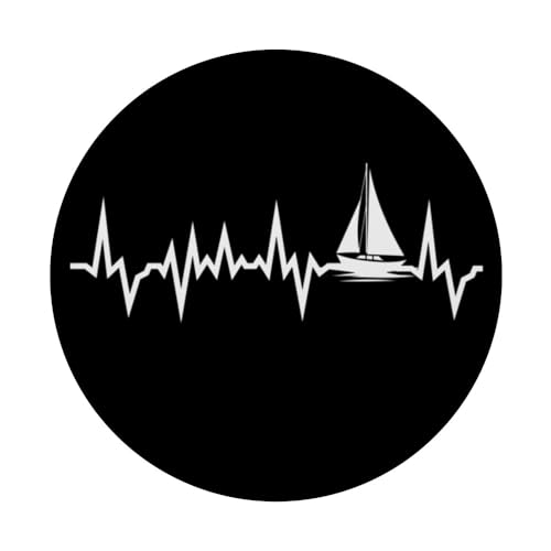 Sailing Heartbeat For Sailors & Skippers PopSockets Swappable PopGrip, Black - Image 3