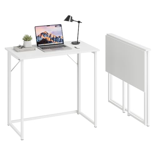 Dripex Klappschreibtisch Faltbar Tisch 80 x 46 x 74 cm Kleiner Schreibtisch klappbar Computertisch Platzsparender Tisch für Homeoffice Arbeitszimmer PC (Weiß-Montage)