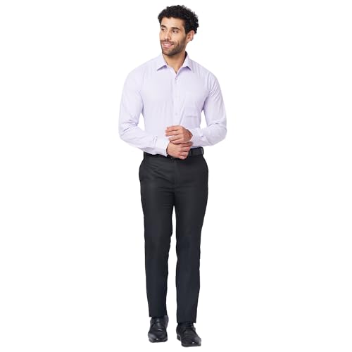 Image of Raymond Men Slim Fit Structure Pattern Pure Cotton Semi Cutaway Collar Full Sleeve Formal Shirt