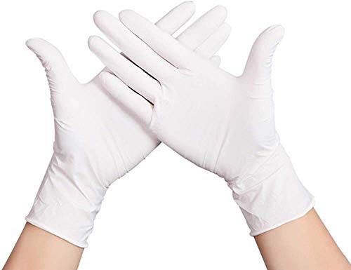 100 Pcs Nitrile Disposable Gloves, Powder Free, Soft Industrial Gloves,Latex Free,White Cleaning Nitrile