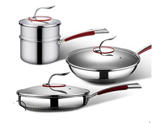 WFJDC 7 unids 316 Acero Inoxidable de Acero Inoxidable Cocina de Cocina Conjunto de ollas de Sopa Olla fritura fritura Maceta Conjunto Cocina (Color : As The Picture Shows, Size : A)