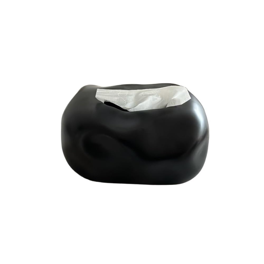 Tissue Box Holder Creative Ceramic Tissue Box Cover Home Hotel Decoration Ornaments Napkin(Black)