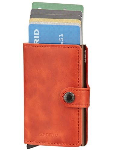 Image of SECRID - Men Mini Wallet Genuine Vintage Leather RFID Safe Card Case for max 10 cards (Orange)