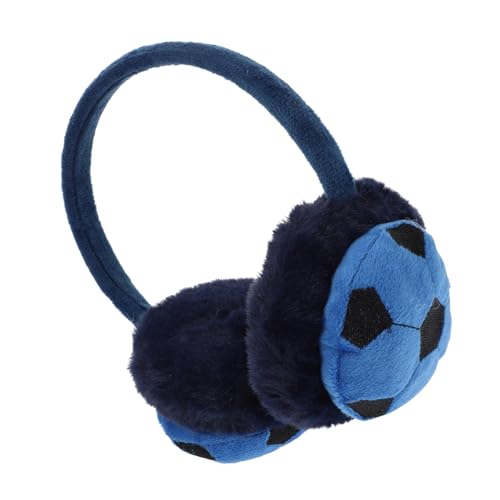 SAFIGLE Soccer-shaped Warm Earmuffs for Boy Girl Comfortable and Stylish Ear Covers for Cold Weather Durable and Lightweight Design Outdoor Activities Blue and Black