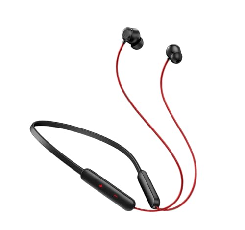 Image of Original Bullets Wireless Z3 for OnePlus Bluetooth in-Ear Neckband Earphones with Mic, 45dB Hybrid ANC, 12.4mm Bass Drivers, Fast Charge 10 Mins - 20H Music, 28H Battery (Red)