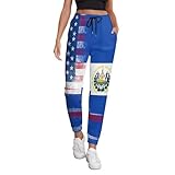 Grunge USA El_Salvador Flag Sweatpants for Women High Waisted Joggers with Pockets Lounge Pants for Yoga Workout Running