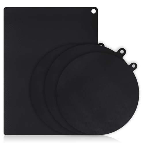 YUE QIN 4 Stück 0.7mm Induktionsschutzmatte Silikon Induktionsmatte Kochfeld Abdeckung Rutschfeste Herdabdeckung Induktionsfeld Induktionskochfeld Schutzmatte 3 Größen Herdabdeckplatte Induktionsherd