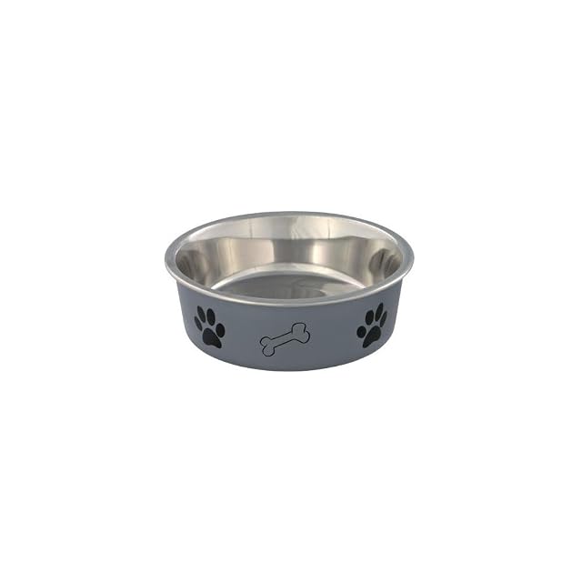 Comedero Acero INOX, Recub. Plástico,0.75L,ø17 cm