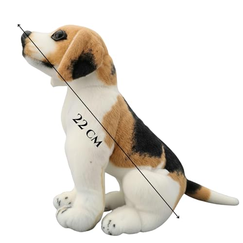 Image of Sitting Jawar Beagle Dog Soft Stuffed Plush Animal Toy for Kids Boys and Girls Birthday Gifts (Color: White and Brown) (30 cm)