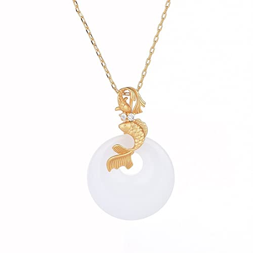 Collier pendentif en jade de Hetian naturel rétro et luxueux pour femme