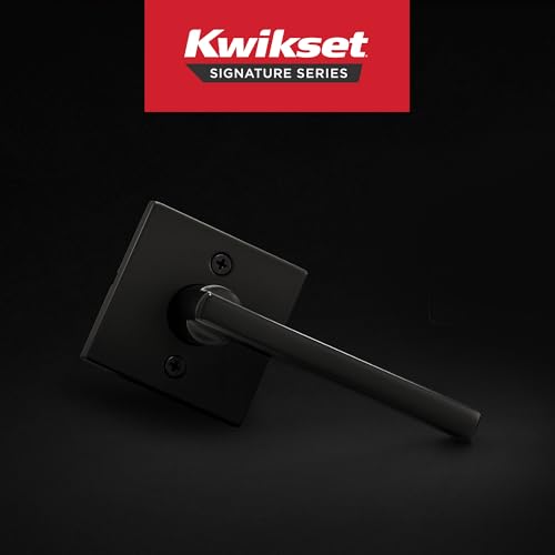 Image of Kwikset Halifax Dummy Door Handle, Single Sided Lever for Closets, French Double Doors, and Pantry, Matte Black Non-Turning Reversible Interior Push /Pull Lever, with Microban Protection