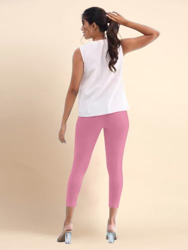 Image of TRENDMALLS Women's Microfiber Elastane Stretch Soft Cropped Leggings with Ultrasoft Waistband for Women