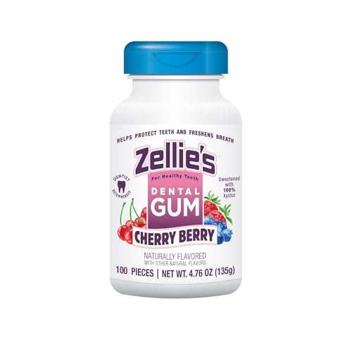 Zellie's | 100% Xylitol Cherry Berry Chewing Gum | No Aspartame, Gluten Free, Vegan & Kosher (100 Count - Pack of 1)