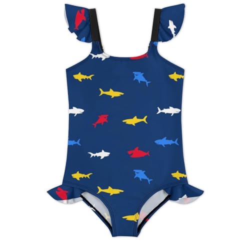 Image of Girls One Piece Swimsuit Lovely Cute Animals Ruffles Swimwear Bathing Suits 3-12 Years