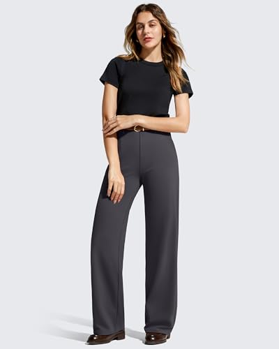 Image of G4Free EverGoing Women's Wide Leg Dress Pants Pull On Stretchy High Waisted Casual Trousers with Pockets