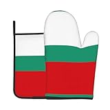 Ofenhandschuh und Topflappen-Set mit bulgarischer Flagge, ein Muss für Küche, Backofen, Mikrowelle, Grill