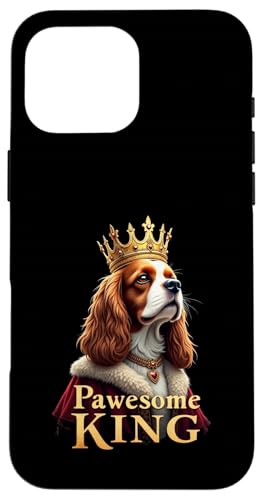 愉快なPawesome Cavalier King Charles Spaniel ドッグアート スマホケース iPhone 16 Pro Max 用