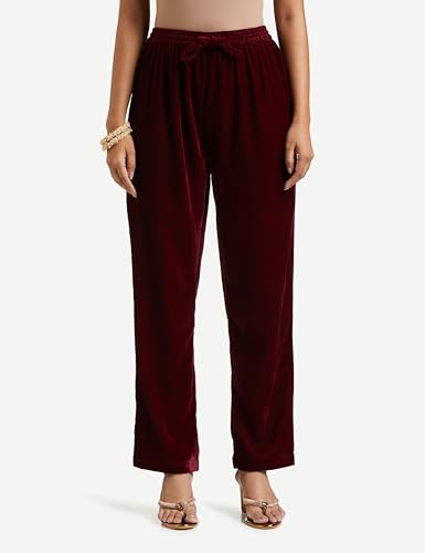 Image of Amazon Brand - Myx Women's Embroidered Festive Velvet Kurta Set with Pants (Available in Plus Sizes)