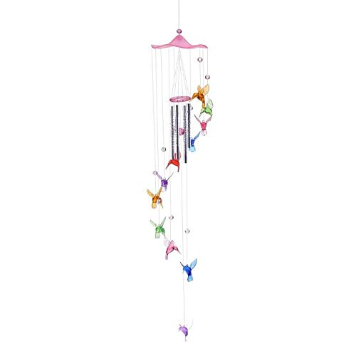Windspiele Kreative Glücklicher Vogel Windspiele Glocken Hängen Geschenke Dreamcatcher Anhänger Wand Home Auto Decor Garten Fenster Dekoration Windspiele (Color : Pink) Cover