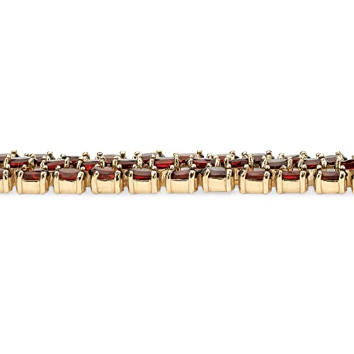 PalmBeach Yellow Gold-plated Oval Shaped Genuine Red Garnet, Triple Row Tennis Bracelet (11.5mm), Hidden Box Clasp, 7.25 inches2