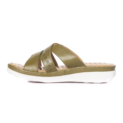 Image of Khadim's Softouch Leather Platform Heel Slip On Sandal for Women | 1.5 Inch Low Heel | Suitable for Daily Use