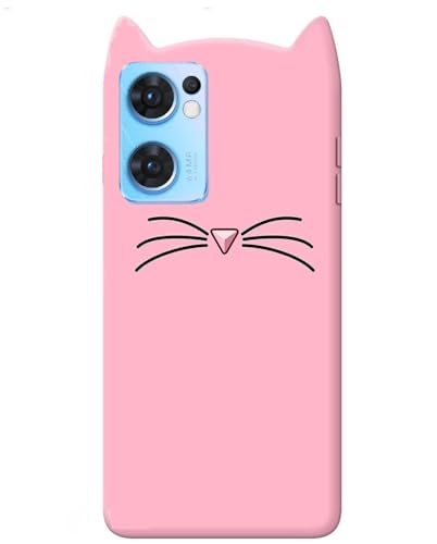 Image of COVERBLACK Coloured 3D Cat Soft Silicone Girls Back Case Cover for OnePlus Nord CE 2 5G - Baby Pink